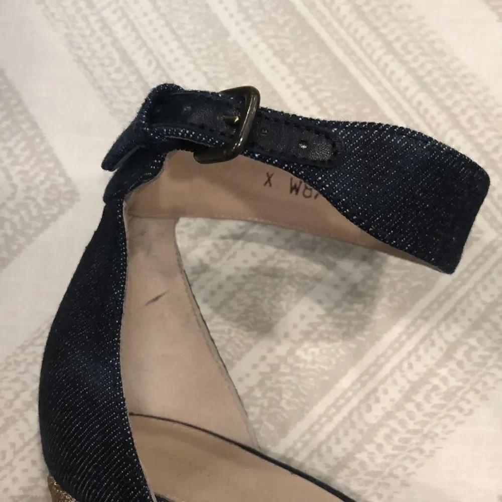 Stuart Weitzman Denim Rope Wedge Slingback Sandals Size 8 - Picture 3 of 8